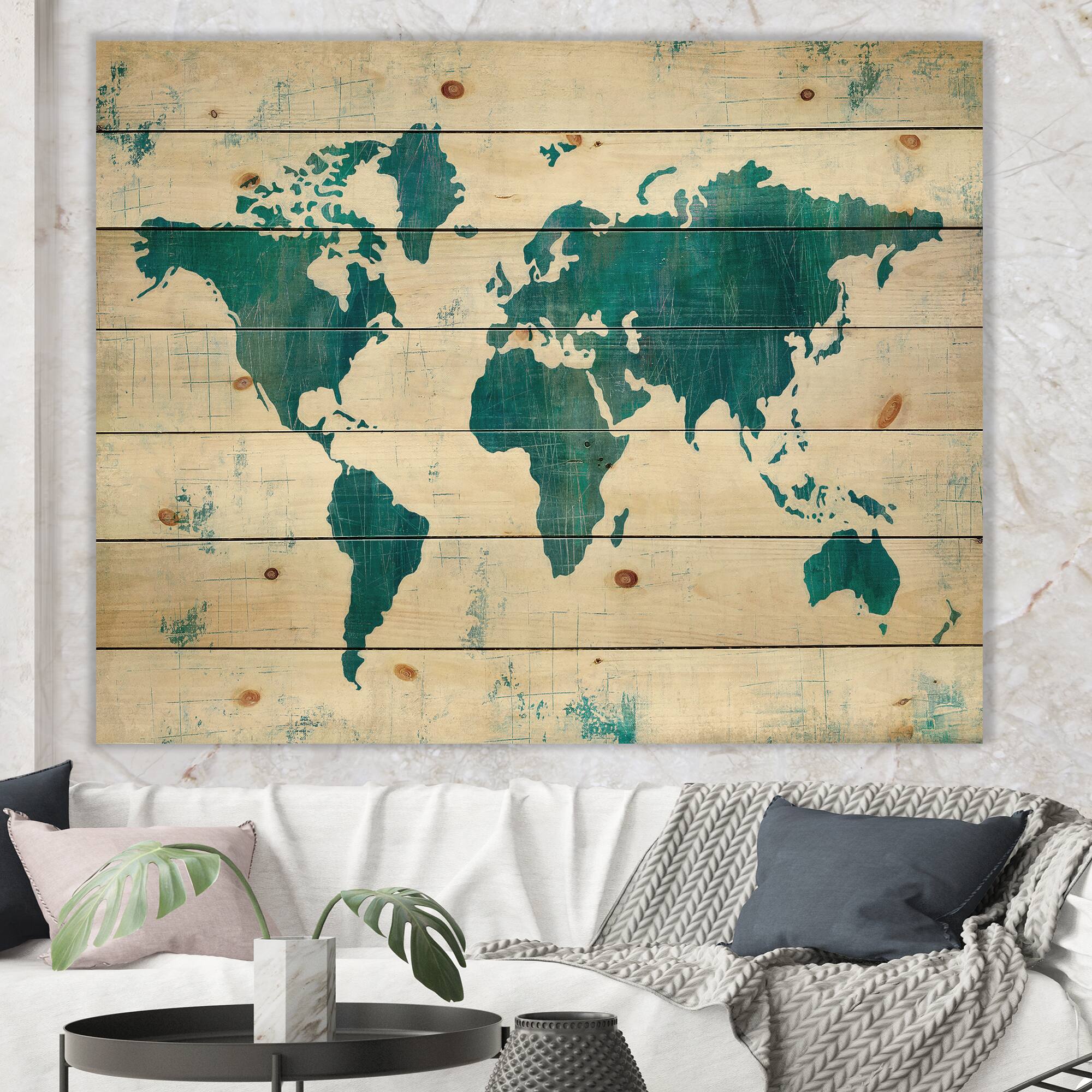 Designart - Discover the World Map in Blue